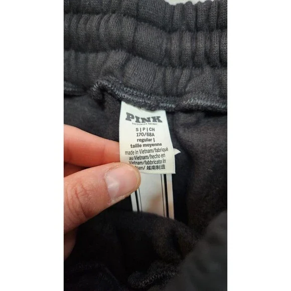 NWT Victoria's Secret Small Black Ivy Fleece Wide-Leg Split-Hem Sweatpants - Picture 5 of 11